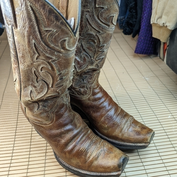 Stetson Boots custom made men\'s brown leather platform Western cowboy boots sz 1 main image 9